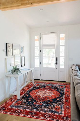 ULTSOFE Area Rugs for Living Room, 5x8 Bedroom Rug, Soft Large Rug Vintage Rug Floor Print Red Accent Rug for Kitchen Dining Room Nursery Home Office, Throw Rug Non-Shedding Washable Rug in White Scandinavian Entryway