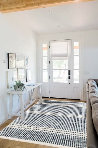 Dash and Albert Malta Wool Area Rug - 5' x 8' Blue - Coastal Charm Handwoven Wool Accent Rug - Durable, Lightweight, Easy to Clean in White Scandinavian Entryway
