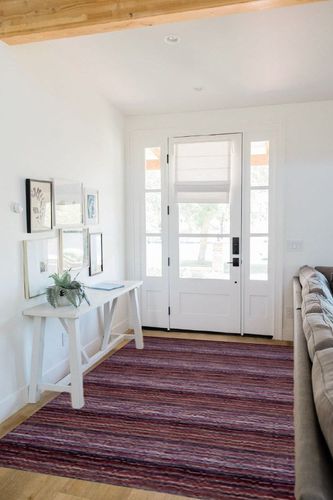 SAFAVIEH Himalaya Collection Area Rug - 5' x 8', Purple & Multi, Handmade Wool, Ideal for High Traffic Areas in Living Room, Bedroom (HIM702A) in White Scandinavian Entryway