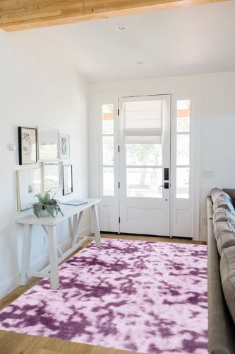 SAFAVIEH Rainbow Shag Collection Area Rug - 5' x 7'6", Purple, Slip Resistant, 1.6-inch Thick, Ideal for The Living Room, Bedroom, Dining Room (RBO100V-5) in White Scandinavian Entryway