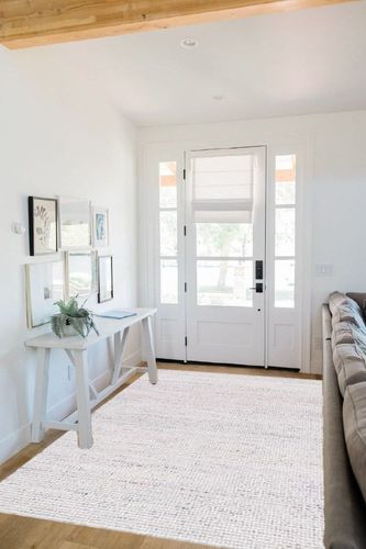 SAFAVIEH Vermont Collection Area Rug - 5' x 8', Ivory & Purple, Handmade Wool, Ideal for High Traffic Areas in Living Room, Bedroom (VRM401V) in White Scandinavian Entryway