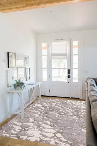 SAFAVIEH Restoration Vintage Collection Area Rug - 5' x 8', Purple & Ivory, Handmade Modern Abstract Wool & Viscose, Ideal for High Traffic Areas in Living Room, Bedroom (RVT112V) in White Scandinavian Entryway