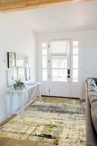 Unique Loom Chromatic Collection Modern Rustic & Vibrant Abstract Area Rug for Any Home Décor, 5 x 8 ft, Beige/Gray in White Scandinavian Entryway