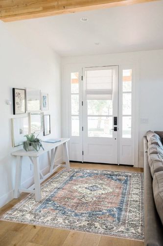Bloom Rugs Caria Washable Non-Slip 5x7 Rug in White Scandinavian Entryway