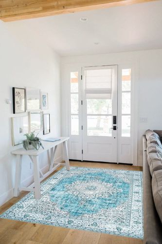 DECOMALL Kalina Washable Area Rugs in White Scandinavian Entryway