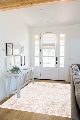 Paris Shag Collection 5' x 7' Ivory in White Scandinavian Entryway