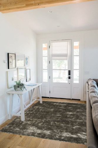 Paris Shag Collection 5' x 7' Silver in White Scandinavian Entryway