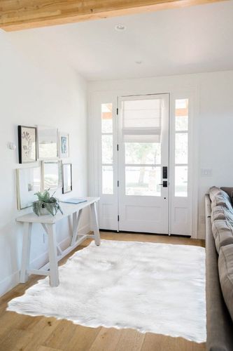 White 5 x 7 Feet Carpet for Bedroom Living Room in White Scandinavian Entryway