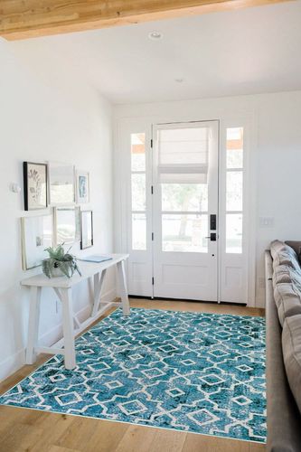 Wonnitar Moroccan Machine Washable Area Rug in White Scandinavian Entryway
