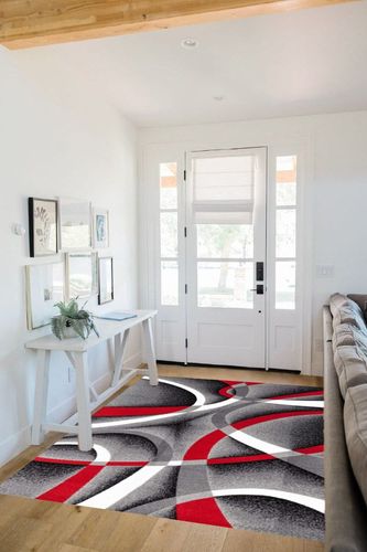 Grey Modern Fade Resistant, Stain Resistant Bedroom, Living Room, Dining Room Area Rug in White Scandinavian Entryway