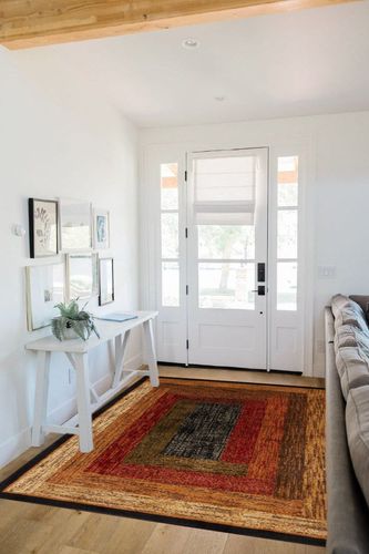 ‎Black/Brown ‎Royalty Vega ‎Fade Resistant, Stain Resistant ‎Area Rug in White Scandinavian Entryway