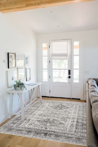 ‎Charcoal ‎Bohemian ‎Stain Resistant ‎Living Room ‎Area Rug in White Scandinavian Entryway