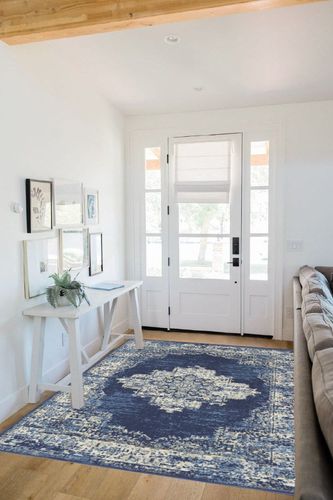 ‎Navy Blue ‎Modern ‎Lightweight ‎Living Room ‎Area Rug in White Scandinavian Entryway