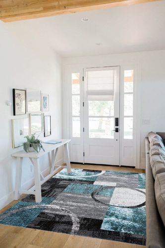 Grey Modern Washable,Stain Resistant Kitchen, Bedroom, Living Room, Home Office, Dining Room Area Rug in White Scandinavian Entryway