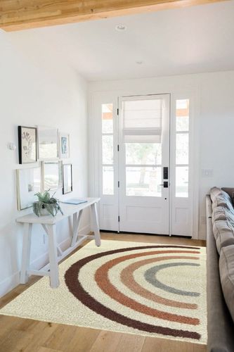 Aldiana Rainbow Shag Area Rug Mack & Milo Rug Size: Rectangle 5'3" x 7' in White Scandinavian Entryway