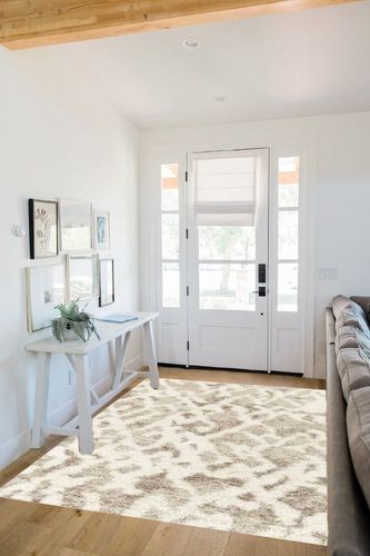 Vernon Abstract Machine Woven Polyester Area Rug in Beige Foundstone Rug Size ... in White Scandinavian Entryway