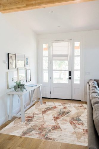 Nourison Thalia THL01 Cream Multicolor Area Rug 5'3" x 7'3" Rectangle in White Scandinavian Entryway