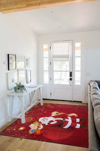 ALAZA Firework Christmas Santa Claus Area Rug Rugs for Living Room Bedroom 7' x 5' in White Scandinavian Entryway