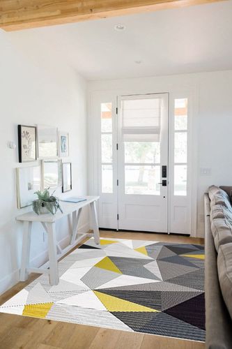 Scceatti Area Rug Rugs 6.5x4.5 Feet Washable Plush Non Slip Classroom Rug Rugs Large AbstractKitchen Rug Living Room Carpet Geometrically for Bedroom Bedside Carpet Floor Mat for Bedroom Living Room in White Scandinavian Entryway