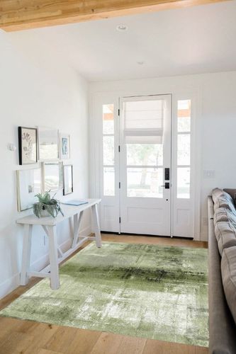 Abstract Geometric Sage Green Area Rug, Retro Creative Green Oil Painting Texture Art Machine Washable Indoor Rugs, with Non-Slip Backing Carpet for Living Dining Dorm Room Bedroom Decor-5' x 7' in White Scandinavian Entryway