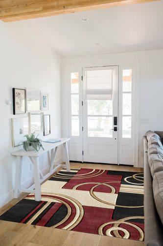 GLORY RUGS Area Rug Modern 5x7 Dark Red Soft Hand Carved Contemporary Floor Carpet with Premium Fluffy Texture for Indoor Living Dining Room and Bedroom Area. in White Scandinavian Entryway