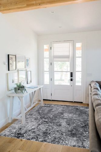 Area Rug Living Room Rugs: 5x7 Indoor Abstract Soft Fluffy Pile Large Carpet with Low Shaggy for Bedroom Dining Room Home Office Decor Under Kitchen Table Washable - Retro Gray in White Scandinavian Entryway