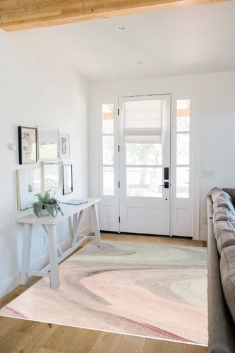 Cinknots Rug Area Rug Imitation Cashmere Carpet Modern Rugs for Living Room Bedroom Corridor Carpet Soft Non-Slip Rug Indoor Carpet Washable Abstract Carpet (Grey/Pink, 5' 3" x 6' 6") in White Scandinavian Entryway