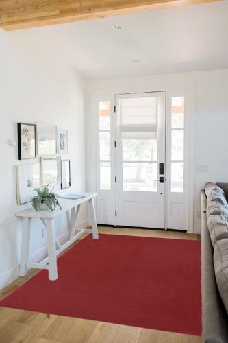 Nourison Essentials Indoor/Outdoor Brick Red 5' x 7' Area Rug, Easy -Cleaning, Non Shedding, Bed Room, Living Room, Dining Room, Backyard, Deck, Patio (5x7) in White Scandinavian Entryway