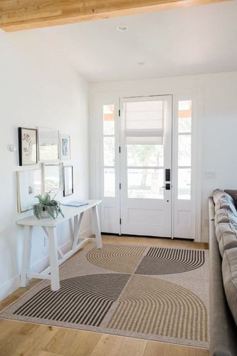 Lahome Modern Rainbow Easy Jute Rug, Washable 5x7 Area Rugs for Living Room Black Farmhouse Dining Room Rug, Contemporary Natural Throw Mat Non Slip Floor Carpet for Office RV Patio in White Scandinavian Entryway