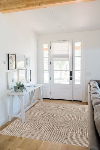 New Home Geometric Honeycomb Hand-Tufted Wool Area Rug - 5' x 7' in White Scandinavian Entryway