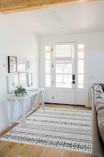 Area Rugs Living Room Rugs: 5x7 Rug for Bedroom Machine Washable with Non-Slip Backing Stain Resistant Large Geometric Moroccan Carpet for Nursery Dining Room Home Office - Brown/Ivory in White Scandinavian Entryway