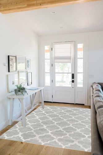 Lahome Moroccan Machine Washable Rug - 5x7 Area Rugs for Living Room Non-Slip Throw Large Grey Rugs for Bedroom Modern Trellis Carpet for Entryway Office Kitchen Dining Room Rug Decor (5'x7', Gray) in White Scandinavian Entryway