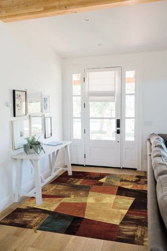 Home Dynamix Catalina_HD1237-999 Area Rug, 5 ft 3 in x 7 ft 2 in, Brown/Beige in White Scandinavian Entryway