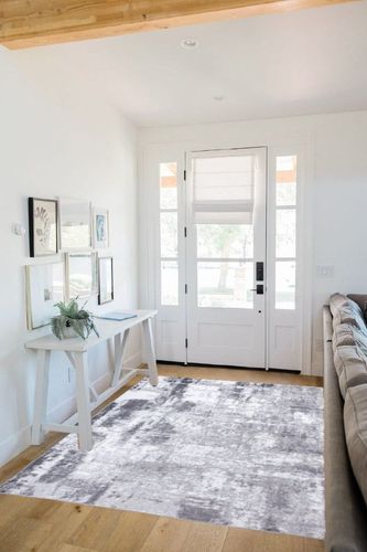 Rugshop Contemporary Abstract Distressed Area Rug 5' x 7' Gray in White Scandinavian Entryway