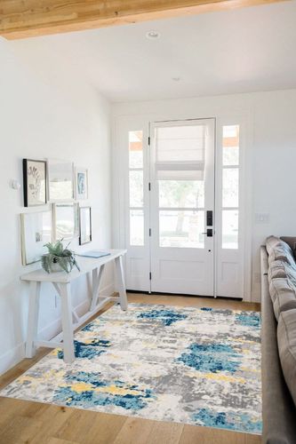 Rugshop Sky Collection Transitional Abstract Area Rug 5' x 7' Cream in White Scandinavian Entryway