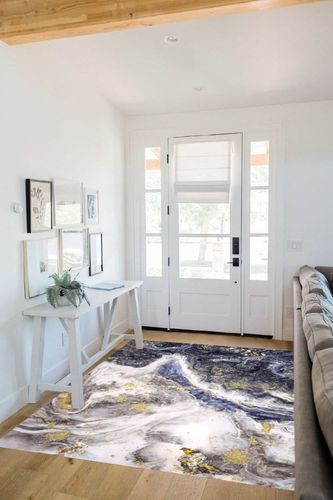 Popumelon Area Rug for Living Room Rugs - 5x7 Abstract Stain Resistant Washable Rug, Anti Slip Backing Rugs for Living Room, Marble Vintage Tribal Area Rugs in White Scandinavian Entryway