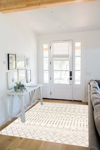 nuLOOM Moroccan Blythe Area Rug, 5' x 7' 5", Grey/Off-white in White Scandinavian Entryway