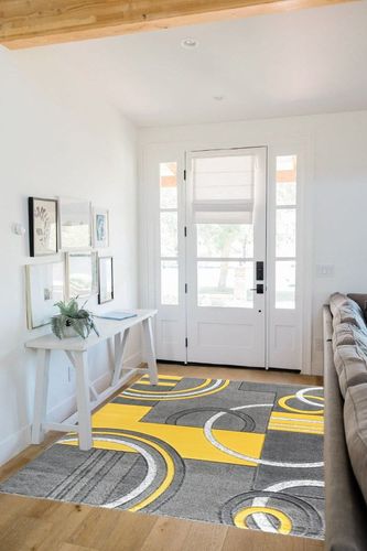 GLORY RUGS Area Rug Modern Soft Hand Carved Contemporary Floor Carpet with Premium Fluffy Texture for Indoor Living Dining Room and Bedroom Area (5x7, Yellow) in White Scandinavian Entryway