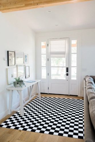 LUXE WEAVERS Geometric Checkered Black and White 5x7 Area Rug, Non-Shedding Modern Living Room Carpet in White Scandinavian Entryway