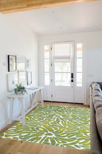 Antep Rugs Floral 5x7 Abstract Indoor Area Rug Siesta (Green White, 5'3" x 7') in White Scandinavian Entryway