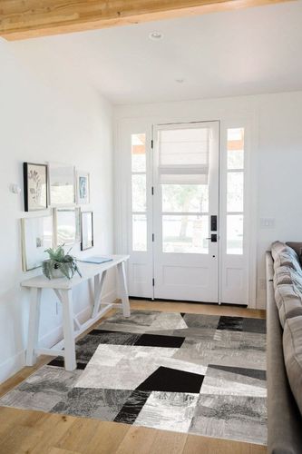Home Dynamix Catalina Bismark Contemporary Geometric Area Rug, Grey/Black, 5'3"x7'2" in White Scandinavian Entryway