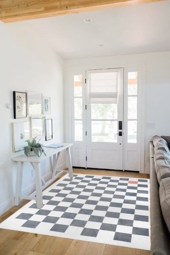 Wonnitar Modern Checkered 5x7 Grey Rug for Living Room,Washable Soft Geometric Bedroom Large Area Rug,Non-Shedding Low Pile Stain Resistant Checkerboard Carpet for Apartment Guest Room Entry in White Scandinavian Entryway