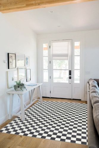 LUXE WEAVERS Checkered Modern Geometric Gray 5x7 Area Rug Non-Shedding Living Room Carpet in White Scandinavian Entryway