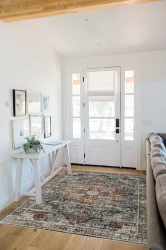 Roxstand 5x7 Area Rugs, Stain Resistant Machine Washable Area Rugs with Non-Slip Backing, Vintage Rugs for Bedroom, Living Room, Large Soft Low Pile Area Rug (Grey/Brown/Tan, 5'x7') in White Scandinavian Entryway