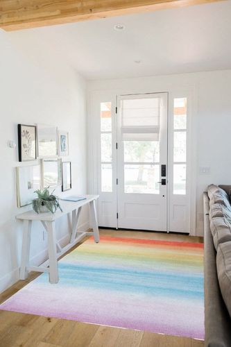 Well Woven Kids Rugs Sunrise 5' x 7' Multi Color Modern Printed Machine Washable Area Rug in White Scandinavian Entryway