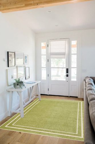 Nourison Essentials Indoor/Outdoor Green Ivory 5' x 7' Area -Rug, Easy -Cleaning, Non Shedding, Bed Room, Living Room, Dining Room, Backyard, Deck, Patio (5x7) in White Scandinavian Entryway