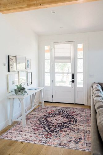 GLN Rugs Machine Washable Area Rug, Rugs for Living Room, Rugs for Bedroom, Bathroom Rug, Kitchen Rug, Printed Vintage Rug, Home Decor Traditional Carpet (Black/Cream/Multicolor, 5'3" x 7'5") in White Scandinavian Entryway