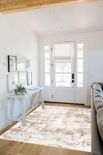 Area Rug Living Room Rugs: 5x7 Indoor Soft Fluffy Rug Abstract Carpet for Bedroom Kitchen Dining Room Floor Washable Plush Throw Large Accent Rug Home Office Nursery Decor - Beige in White Scandinavian Entryway