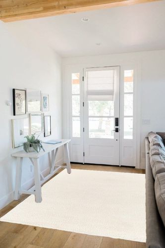 Hauteloom Heavenly Solid Shag Area Rug for Living Room Bedroom - High Pile Fluffy Carpet - Soft Shaggy Cozy Plush Rug - Cream, Off White, Ivory, Light Beige - 5'3" x 7' in White Scandinavian Entryway