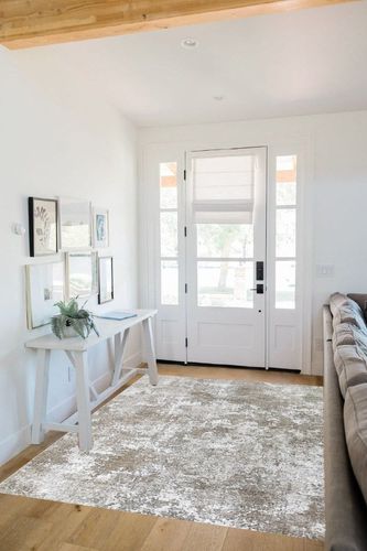 Area Rug Living Room Rugs: 5x7 Rug for Bedroom Machine Washable with Non Slip Backing Non Shedding Abstract Stain Resistant Large Carpet for Dining Room Nursery Home Office - Beige in White Scandinavian Entryway